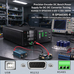 Precision Encoder DC Bench Power Supply for DC-DC Converter Testing, KUAIQU R-SPS6030S 0-60V 0-30A 1800W