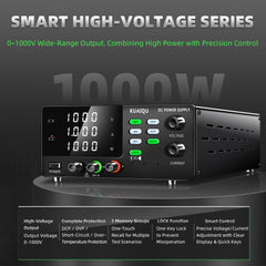KUAIQU R-SPS10001SR - 1000V 1A High Voltage Programmable DC Power Supply with Memory Presets for Photovoltaic Inverter Testing
