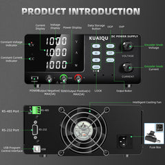 KUAIQU R-SPS10001SR - 1000V 1A High Voltage Programmable DC Power Supply with Memory Presets for Photovoltaic Inverter Testing