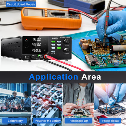 KUAIQU DC Power Supply R-SPS1530C Battery Charging Type 15V 30A 450W with OCP Funtion for 12V Lead Battery Charging Electronic Devices Repairing