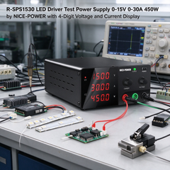R-SPS1530 LED Driver Test Power Supply 0-15V 0-30A 450W by NICE-POWER with 4-Digit Voltage and Current Display