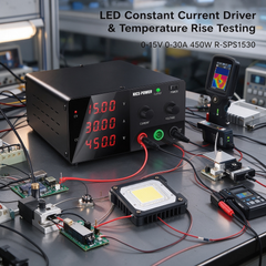 R-SPS1530 LED Driver Test Power Supply 0-15V 0-30A 450W by NICE-POWER with 4-Digit Voltage and Current Display
