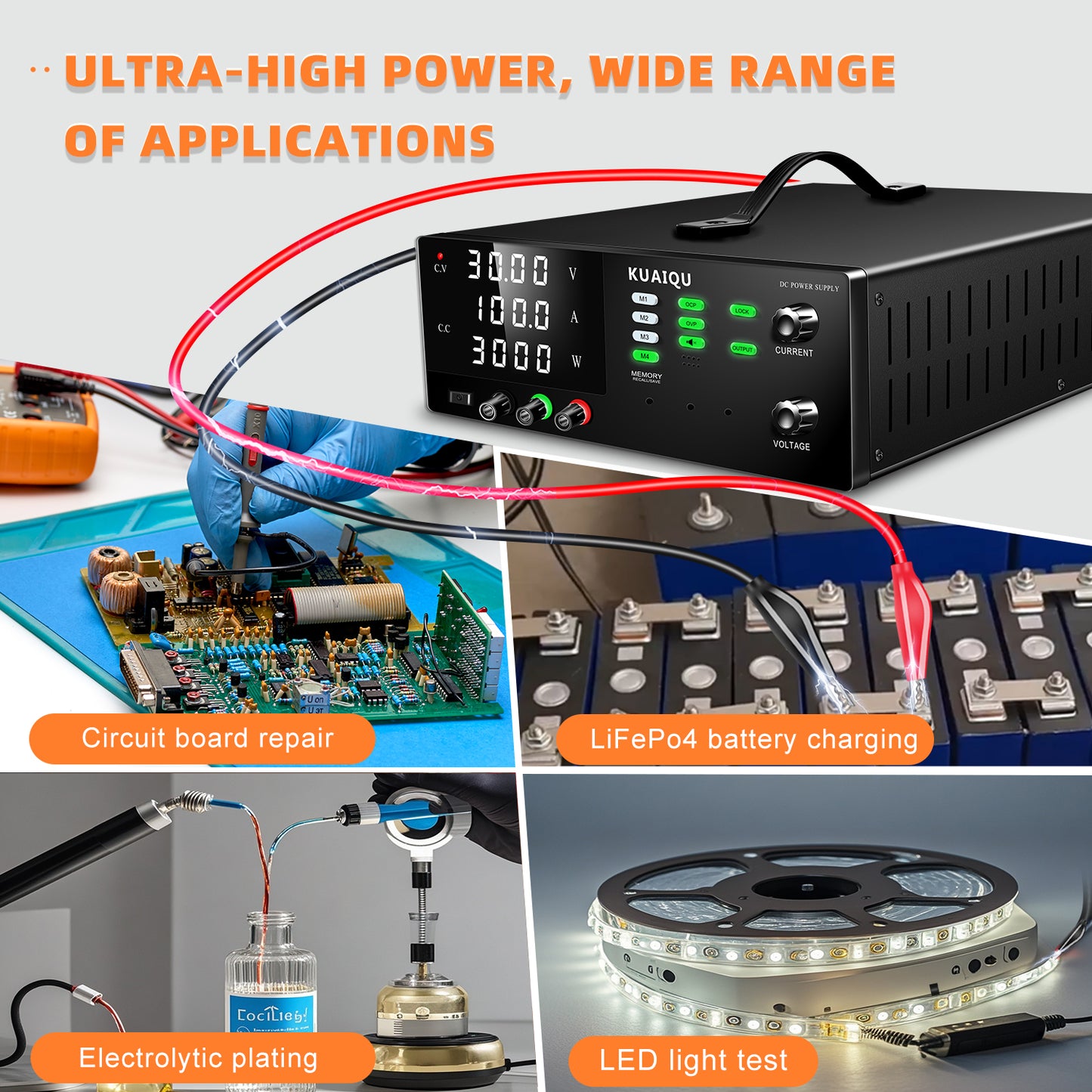 NICE-POWER R-SPS30100-232 - Alimentation CC haute puissance 30 V 100 A 3 000 W avec affichage à 4 chiffres pour l'électronique industrielle