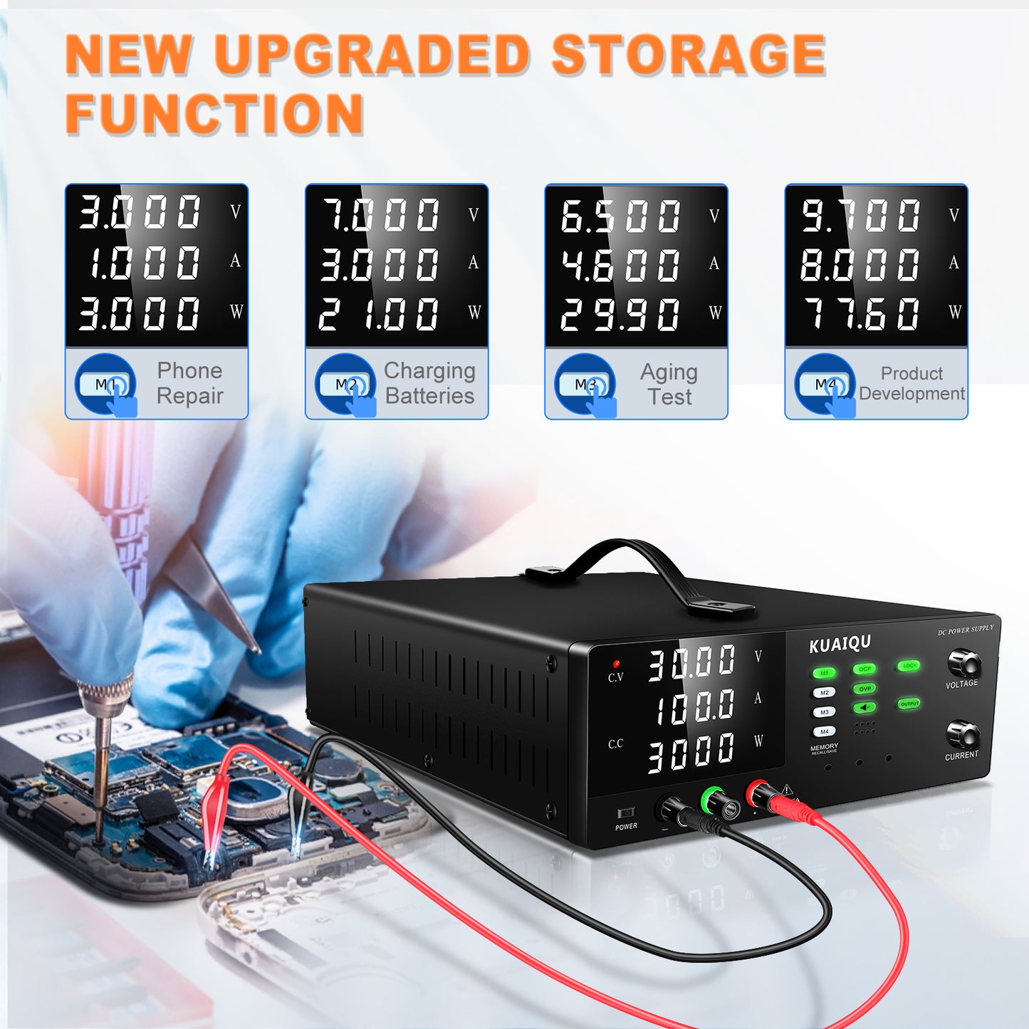 NICE-POWER R-SPS30100-232 - Alimentation CC haute puissance 30 V 100 A 3 000 W avec affichage à 4 chiffres pour l'électronique industrielle