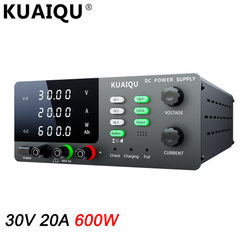 Alimentation CC haute puissance KUAIQU 600 W R-SPS3020C, charge de batterie 30 V 20 A avec fonction OCP, bouton de buzzer, doubles ports de sortie, groupes de mémoire 