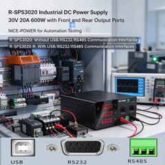 R-SPS3020 Industrial DC Power Supply 30V 20A 600W with Front and Rear Output Ports NICE-POWER for Automation Testing