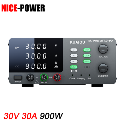 KUAIQU 900W 30V 30A High Power DC Power Supply R-SPS3030C with Battery Charging Protections for Battery Charge,Panel Lock Button