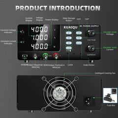 KUAIQU SPPS-D10001-232 - Fuente de alimentación de CC de alto voltaje de 1000 V y 1 A con pantalla a todo color y ajustes preestablecidos de memoria para pruebas de laboratorio y de envejecimiento