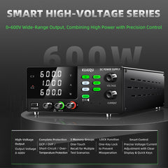 KUAIQU SPPS-D10001-232 - Fuente de alimentación de CC de alto voltaje de 1000 V y 1 A con pantalla a todo color y ajustes preestablecidos de memoria para pruebas de laboratorio y de envejecimiento