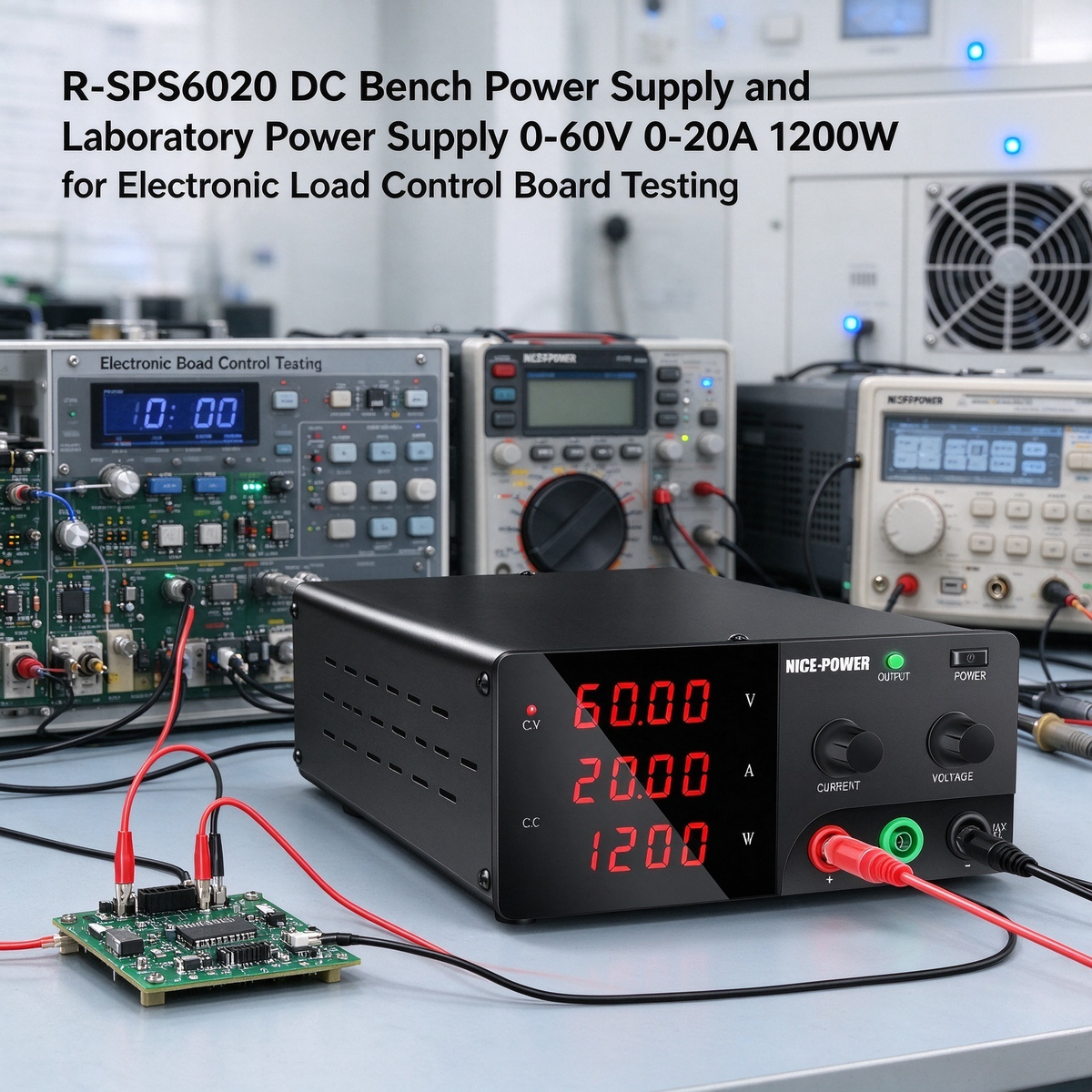 R-SPS6020 DC Bench Power Supply and Laboratory Power Supply 0-60V 0-20A 1200W for Electronic Load Control Board Testing