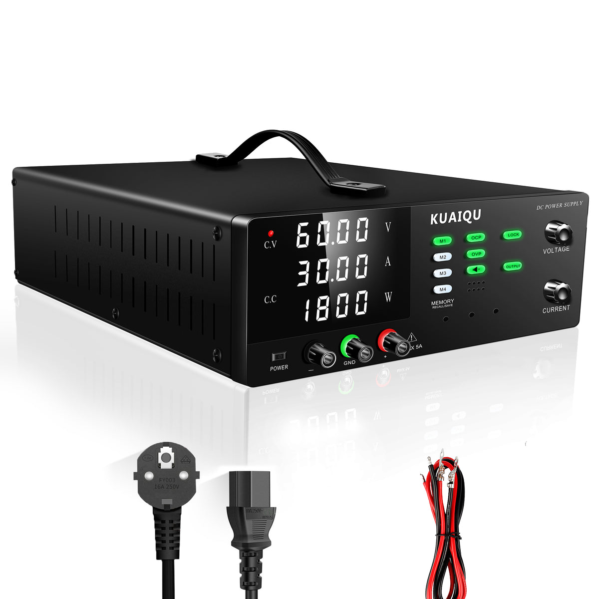 Alimentation CC KUAIQU R-SPS6020S-USB 60 V 20 A 1 200 W, protection contre les courts-circuits OCP, commande programmable USB, préréglages de mémoire pour systèmes de stockage d'énergie
