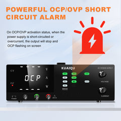 Alimentation CC KUAIQU R-SPS6020S-USB 60 V 20 A 1 200 W, protection contre les courts-circuits OCP, commande programmable USB, préréglages de mémoire pour systèmes de stockage d'énergie