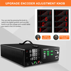 Alimentation CC KUAIQU R-SPS6020S-USB 60 V 20 A 1 200 W, protection contre les courts-circuits OCP, commande programmable USB, préréglages de mémoire pour systèmes de stockage d'énergie