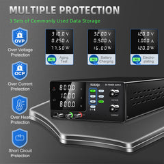KUAIQU SPPS-D10001-232 - Fuente de alimentación de CC de alto voltaje de 1000 V y 1 A con pantalla a todo color y ajustes preestablecidos de memoria para pruebas de laboratorio y de envejecimiento