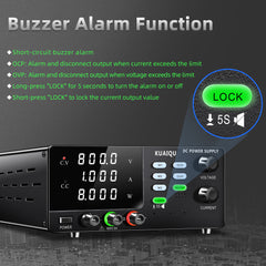 KUAIQU SPPS-D10001-232 - Fuente de alimentación de CC de alto voltaje de 1000 V y 1 A con pantalla a todo color y ajustes preestablecidos de memoria para pruebas de laboratorio y de envejecimiento