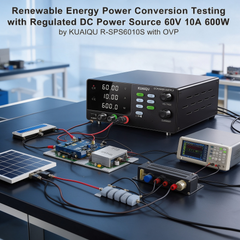 Renewable Energy Power Conversion Testing with Regulated DC Power Source 60V 10A 600W by KUAIQU R-SPS6010S with OVP