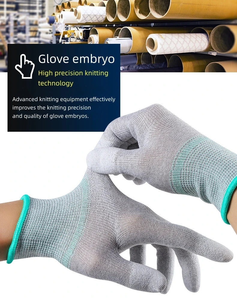 2PCS L Carbon Fiber ESD Work Gloves, Lightweight Breathable, Anti-Slip Durable, Touchscreen Compatible for Electronics