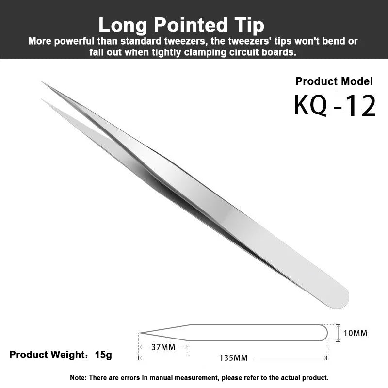 KQ-13 High Precision Tweezers - Flat Round Head for Wafer & Chip Handling