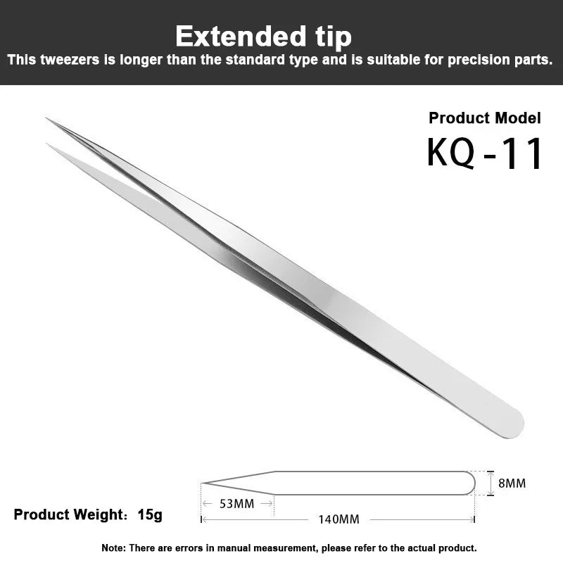 KQ-13 High Precision Tweezers - Flat Round Head for Wafer & Chip Handling