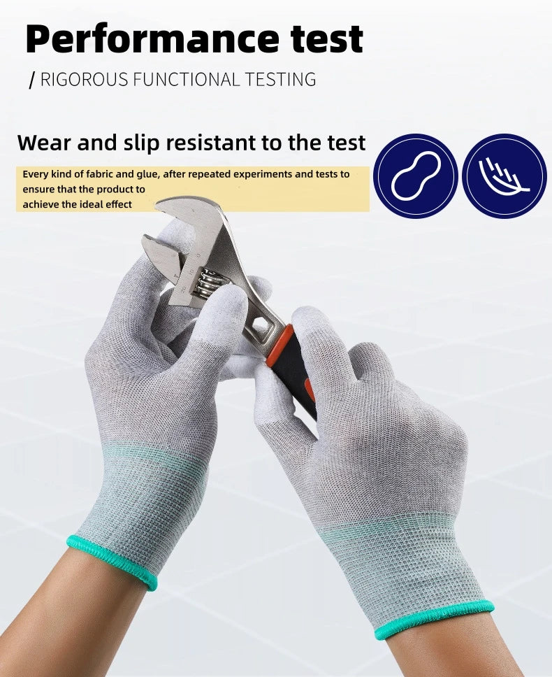 2PCS L Carbon Fiber ESD Work Gloves, Lightweight Breathable, Anti-Slip Durable, Touchscreen Compatible for Electronics