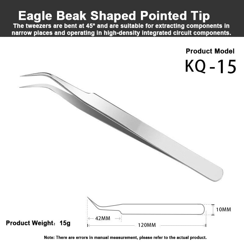 KQ-13 High Precision Tweezers - Flat Round Head for Wafer & Chip Handling