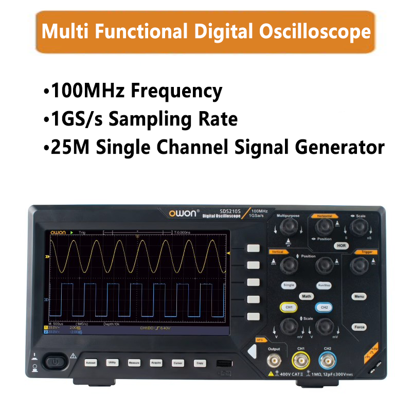 Digital Oscilloscope desktop Dual channel signal source 100MHz Frequency 1GS/s 25MHz Single Channel Signal Generator USB interface