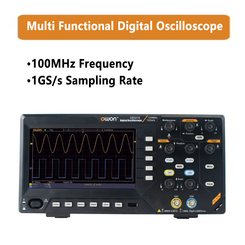 Digital Oscilloscope desktop Dual channel signal source 100MHz Frequency 1GS/s 25MHz Single Channel Signal Generator USB interface