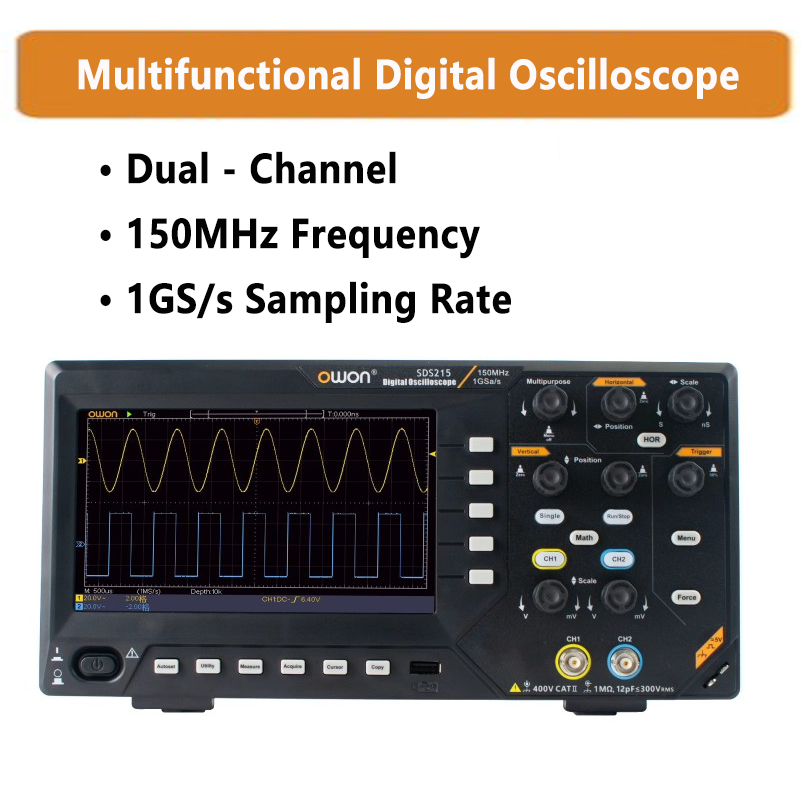 Dual - Channel Digital Oscilloscope desktop 150MHz 1GS/S Single Channel Signal Generator remote control 7-inch TFT LCD display