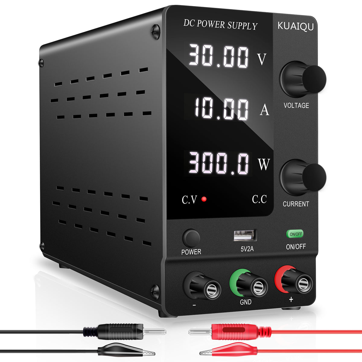 KUAIQU SPPS-C3010 Fuente de alimentación de control industrial 30 V 10 A CC Botón de encendido y apagado Negro Fuente de alimentación para dispositivos portátiles