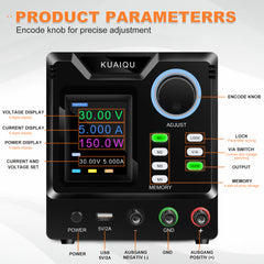 KUAIQU SPPS-D305-232 - 30V 5A Programmable DC Power Supply with Full Color Display & Memory Function