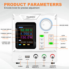 KUAIQU SPPS-D4001-232 - Alimentation CC haute tension 400 V 1 A avec écran couleur et fonction mémoire