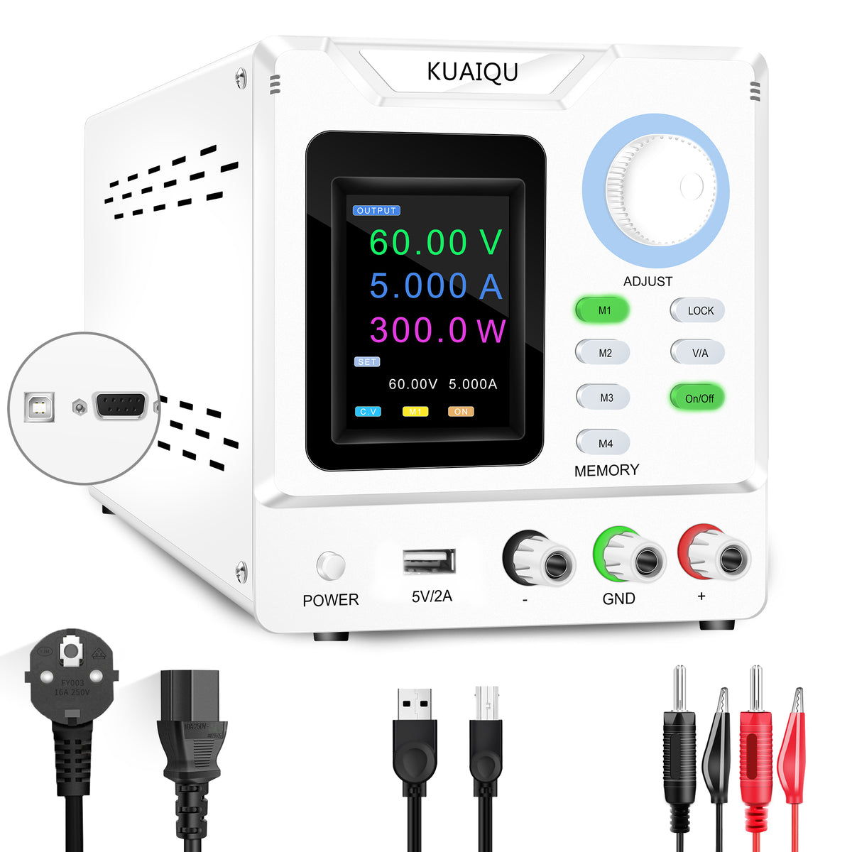 KUAIQU SPPS-D4001-232 - Fuente de alimentación de CC de alto voltaje de 400 V y 1 A con pantalla a color y función de memoria