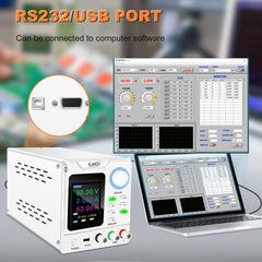 KUAIQU SPPS-D4001-232 - Fuente de alimentación de CC de alto voltaje de 400 V y 1 A con pantalla a color y función de memoria