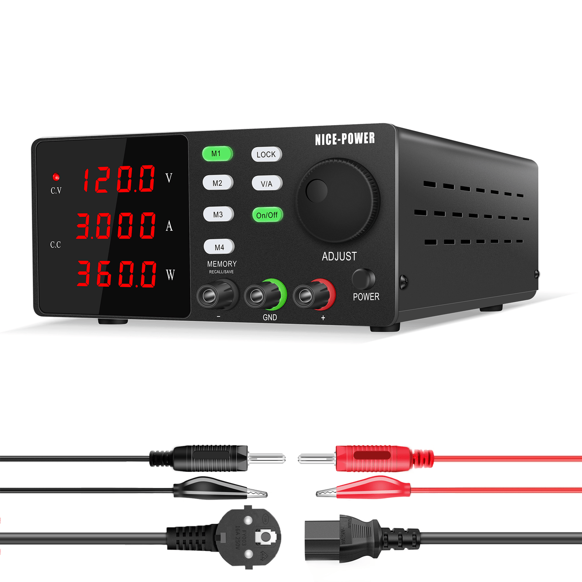 Fuente de alimentación de 120 V 3 A CC, color negro, NICE-POWER SPPS-S1203 para microscopio electrónico y espectrómetro de masas.