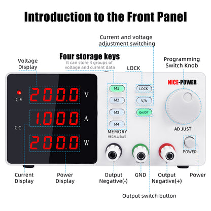 200V 1A memory DC Power Supply NICE-POWER ESD test efficiency display Debug high-voltage circuit board White