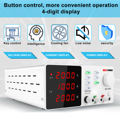 200V 1A memory DC Power Supply NICE-POWER ESD test efficiency display Debug high-voltage circuit board White