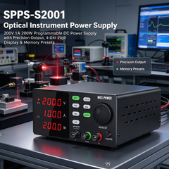 SPPS-S2001 Optical Instrument Power Supply, 200V 1A 200W Programmable DC Power Supply with Precision Output, 4-Digit Display & Memory Presets