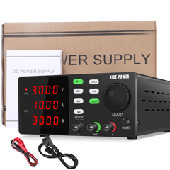 NICE-POWER 30V 10A DC Power Supply memory SPPS-S3010 with dual switch protection single adjust knob Black
