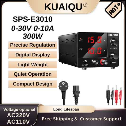NICE-POWER SPS-E3010 - 30V 10A Mini Regulated Power Supply with Digital Display for Mobile Repair, PCB Testing, and Electronics Labs