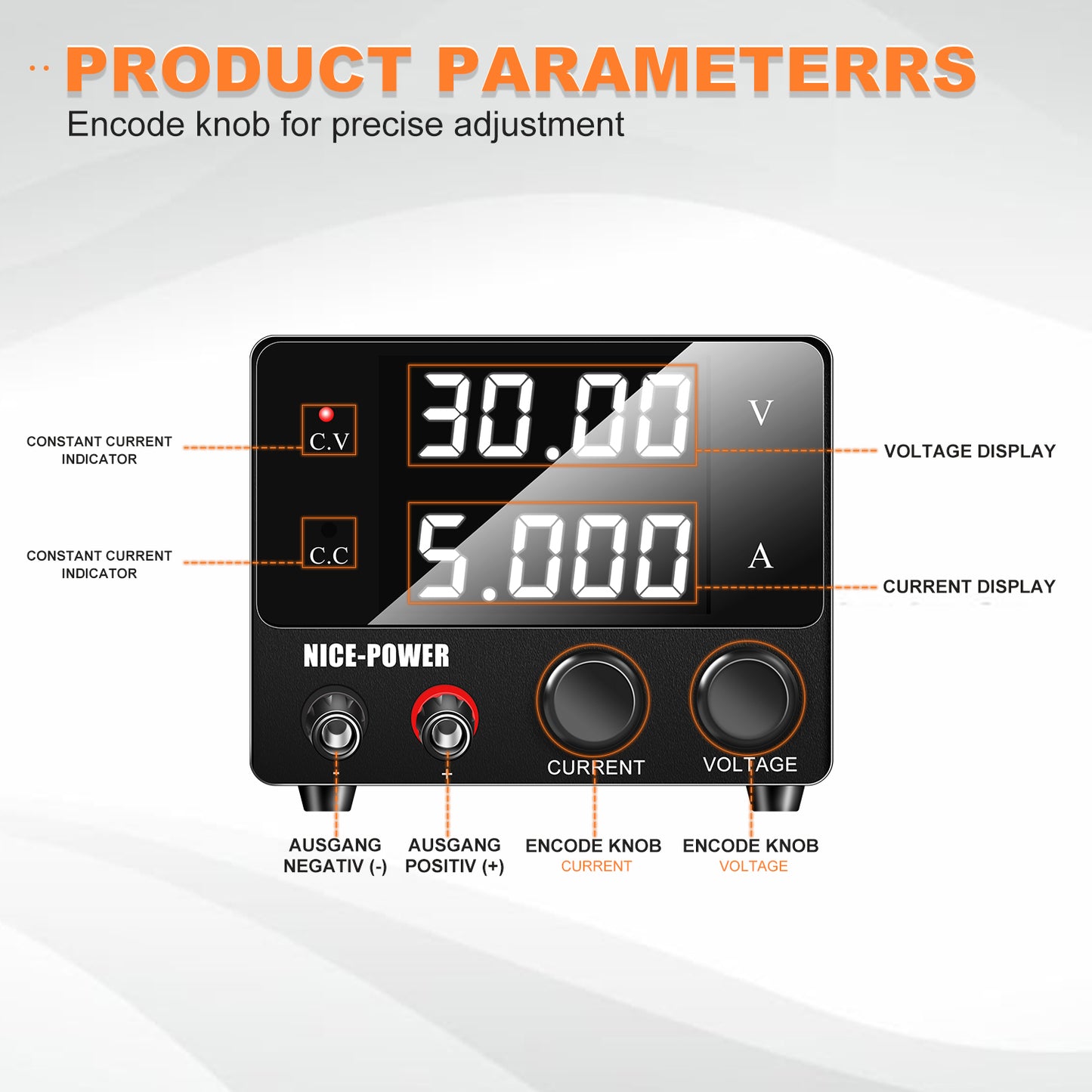 NICE-POWER SPS-E305 - Mini-alimentation régulée 30 V 5 A avec affichage numérique pour réparation mobile, tests de circuits imprimés et laboratoires d'électronique