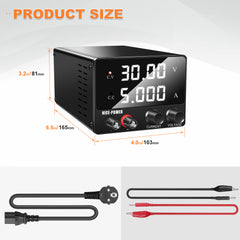 NICE-POWER SPS-E305 - Minifuente de alimentación regulada de 30 V y 5 A con pantalla digital para reparación de dispositivos móviles, pruebas de PCB y laboratorios de electrónica