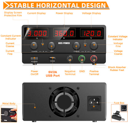 120V 3A NICE-POWER SPS-H1203 DC Power Supply EMC for Satellite & navigation equipment Black