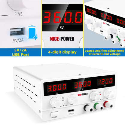 NICE-POWER SPS-H1203 DC Power Supply 120V 3A Long-time stabilit for Industrial Automation and Control White
