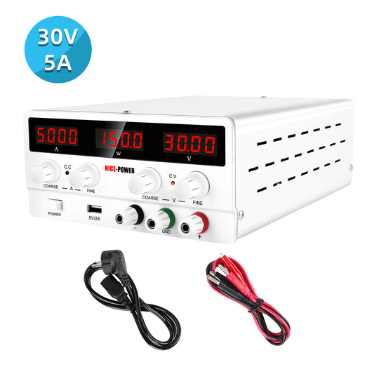 NICE-POWER 30V 5A White DC Power Supply Adjustable SPS-H305 Low Voltage used for basic electronic teaching
