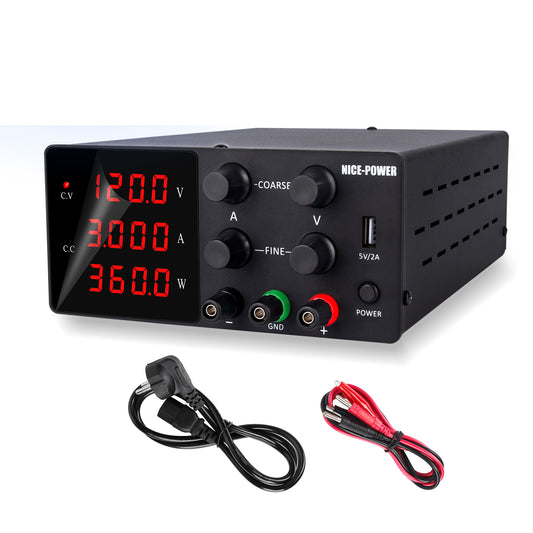 120V 3A for Voltage resistance test DC Power Supply  NICE-POWER SPS-W1203 Fine Adjust&4-digit display Black