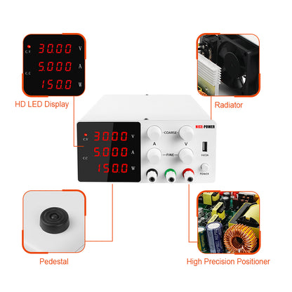 NICE-POWER SPS-W305 Phone Repair & Factory Use 30V 5A DC Power Supply Power button Horizontal series White