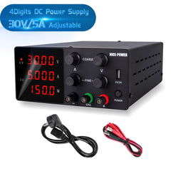 Convient pour la recherche et les tests NICE-POWER SPS-W305 Alimentation CC 30 V 5 A avec USB 5 V 2 A Noir