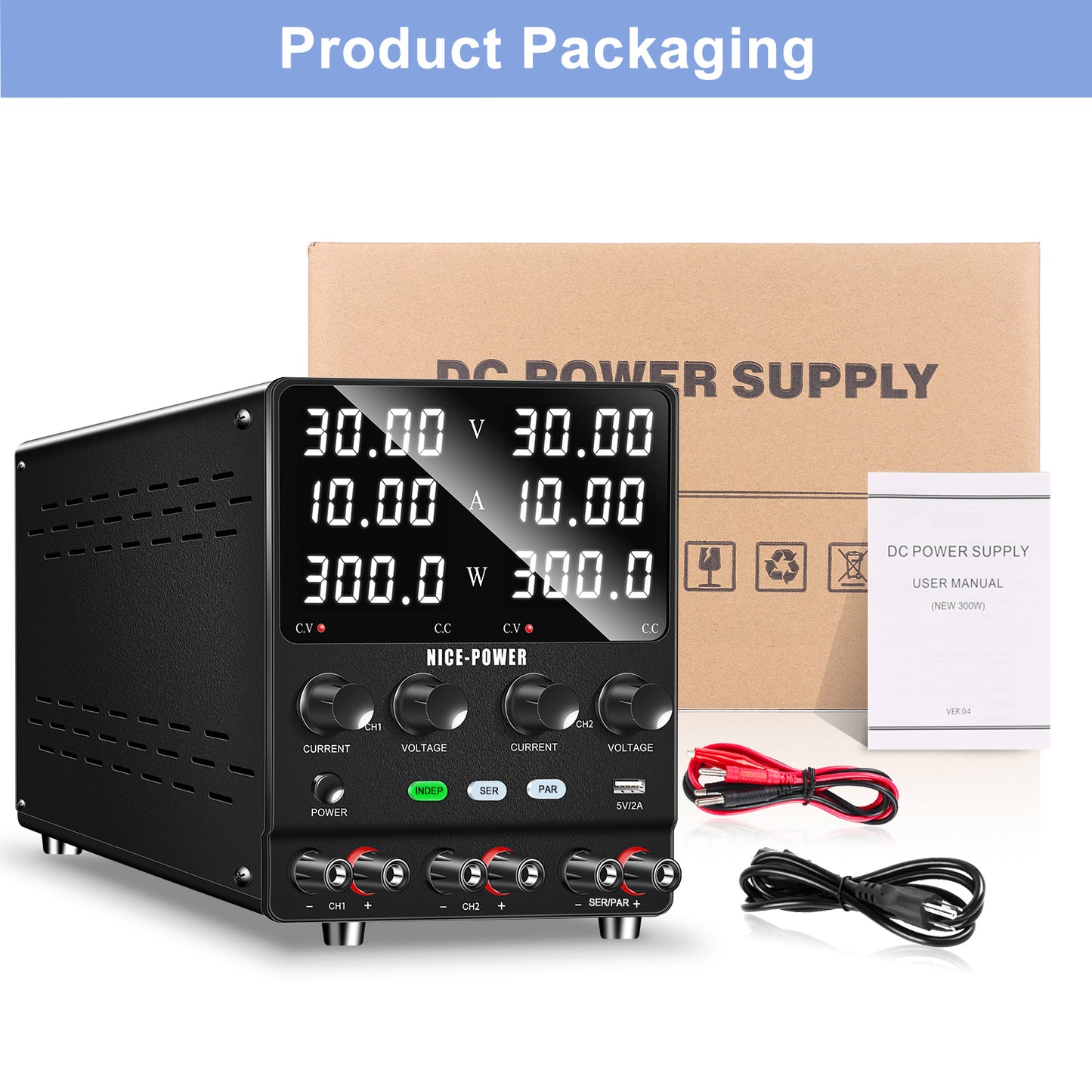 NICE-POWER SPS3010-2KD - Alimentation à double sortie indépendante 30 V 10 A pour laboratoire, industrie et éducation