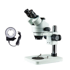KUAIQU 7x - 45x Optical Zoom Industrial Trinocular Stereo Microscope with LED Light Electronic Lab Testing Mobile Phone Repair