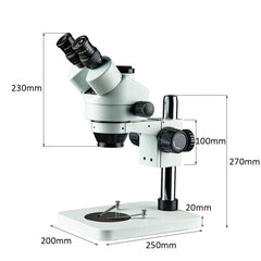 KUAIQU 7x - 45x Optical Zoom Industrial Trinocular Stereo Microscope with LED Light Electronic Lab Testing Mobile Phone Repair